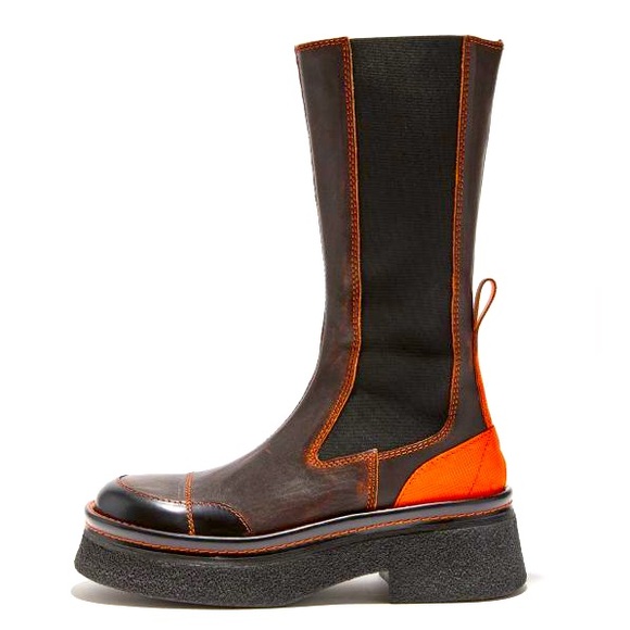 Miista Tall Leather Boots with chunky soles and orange details - Picture 5 of 8